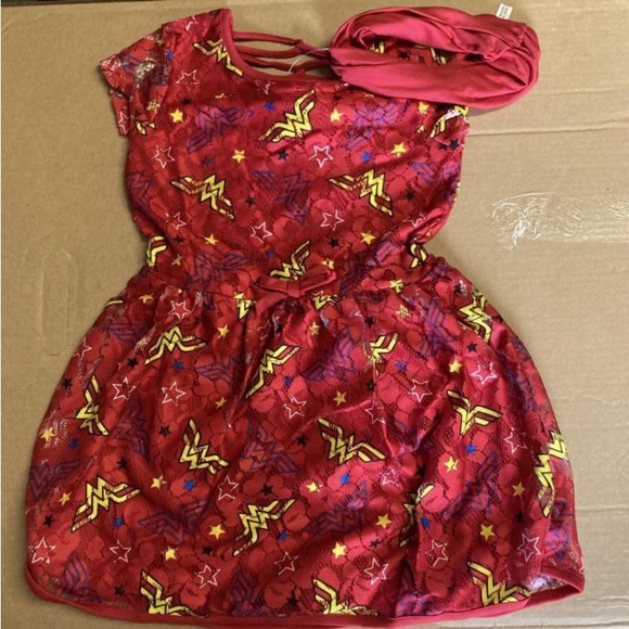 NEW! Girls' Wonder Woman A-Line Dress with Headwrap - Picture 2 of 2